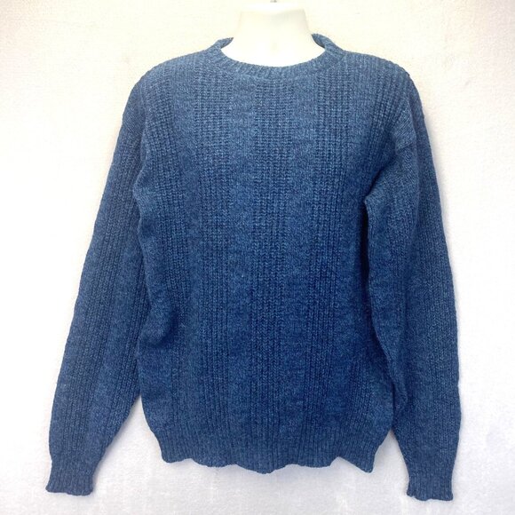 Vintage 90s Boathouse Row Wool Blend Sweater Mens XL Blue Ribbed Made in USA - Picture 1 of 14